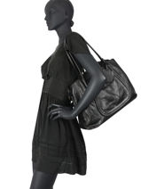 Leather Dewashed Shoulder Bag Milano Black dewashed DE20073-vue-porte