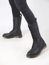 1b99 Virginia High Boots In Leather Dr martens Black unisex 11820008-vue-porte