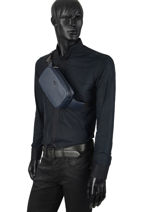 Leather Lasso Belt Bag Azzaro Blue trigger AZ676357-vue-porte