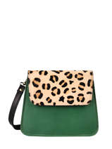 Leather Leopard Crossbody Bag Augre f Green leopard L