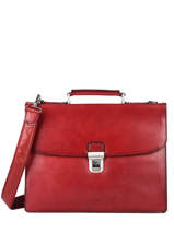 Leather Crosta Briefcase 1 Compartment Etrier Red crosta ECRO03