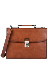Leather Crosta Briefcase 1 Compartment Etrier Brown crosta ECRO03
