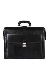 Leather Crosta Briefcase 3 Compartments Etrier Black crosta ECRO04-vue-porte