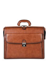 Leather Crosta Briefcase 3 Compartments Etrier Brown crosta ECRO04-vue-porte