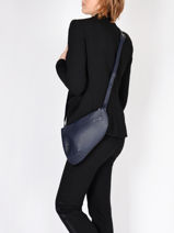 Leather Crossbody Bag Large City Perle Nathan baume Blue n city 1-vue-porte