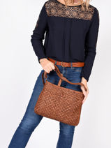 Large Leather Crossbody Bag Heritage Biba Brown heritage KA2-vue-porte