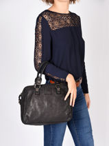 Leather Heritage Satchel Biba Black heritage BT1-vue-porte