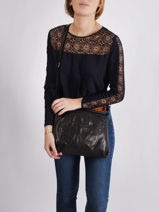 Leather Crossbody Bag Heritage Biba Black heritage BT16-vue-porte