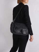 Crossbody Bag Lola Leather Vintage Leather Nat et nin Black vintage LOLA-vue-porte