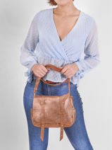 Leather New Glit Crossbody Bag Mila louise Brown vintage 3017NG-vue-porte