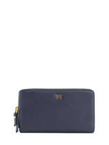 Continental Wallet Leather Yves renard Blue foulonne 29784