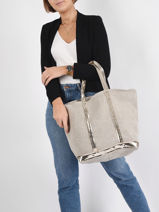 Large Le Cabas Tote Bag Linnen Sequins Vanessa bruno cabas lin 31V40315-vue-porte
