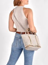 Small Cabas Linnen And Sequins Vanessa bruno Blue cabas lin 31V40435-vue-porte