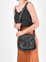 Sac Bandoulire Labesace Cuir Paul marius Noir vintage BESACE-vue-porte