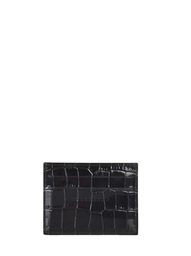 Longchamp Le pliage cuir croco Porte billets/cartes Noir