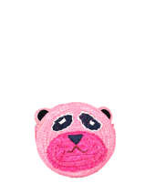 Raffia Animal Kids Backpack Le voyage en panier Pink kids PM370-vue-porte