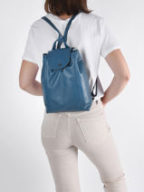 Longchamp Le pliage cuir Backpack Blue-vue-porte