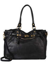 Shoulder Bag Canevas Leather Milano Black dewashed DE21061