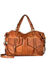 Shoulder Bag Dewashed Leather Milano Brown dewashed DE21062