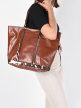 Grand Cabas Cuir Zipp� Vanessa bruno Marron cabas cuir 2V40409-vue-porte