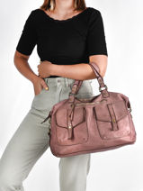 Shoulder Bag Dewashed Leather Milano Pink dewashed DE21062-vue-porte
