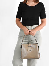Leather Shoulder Bag Croco Milano Gray croco CR19113N-vue-porte