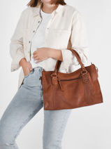 Top Handle Cow Leather Basilic pepper Brown cow BCOW22-vue-porte
