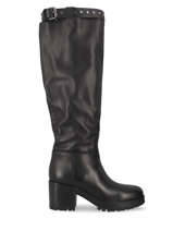 High boots with heel in leather-SEMERDJIAN