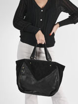 Leather Ryma Shoulder Bag Mila louise Black vintage 3502NGVT-vue-porte