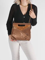 Leather Vintage Crossbody Bag Mila louise Brown vintage 3492NGVT-vue-porte
