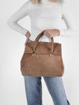 Sac � Main Clara Cuir Daim Nathan baume Marron nathan 2S-vue-porte