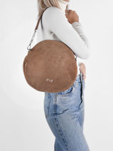 Suede Leather Anna Shoulder Bag Nathan baume Brown nathan 9S-vue-porte