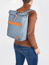 Backpack Faguo Blue cotton 2ILU0101-vue-porte
