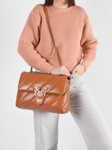 Leather Big Love Bag Puff Maxi Quilt Shoulder Bag Pinko Brown love bag puff 1P22AW-vue-porte
