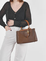 Small Azalie Satchel Ted lapidus Brown azalie TLHF9583-vue-porte