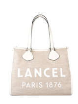 Sac Cabas D'�t� Toile De Jute Et Cuir Lancel cabas d'ete A10749