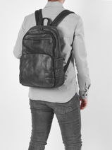 Leather Joseph Business Backpack Arthur & aston Black marco 16-vue-porte