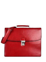 Leather Crosta Briefcase 3 Compartments Etrier Red crosta ECRO8013