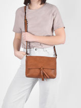 Sac Bandouliere Vintage Flora & co Marron grained F8044-vue-porte