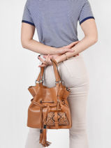 Medium Leather Bucket Bag Premier Flirt Python Lancel Brown premier flirt A10529-vue-porte