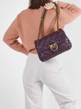 Shoulder Bag Love Bag Weave Leather Pinko Violet love bag weave 1P22JW-vue-porte