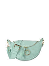 Leather Velvet Studs Belt Bag Milano Green velvet VE21102