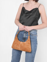 Leather Velvet Shoulder Bag Milano Brown velvet VE21124-vue-porte