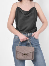 Leather Velvet Crossbody Bag Milano Beige velvet VE21061G-vue-porte