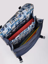 Wheeled Schoolbag 2 Compartments Ikks Blue tokyo 43832-vue-porte
