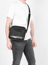 Crossbody Bag Gaspard Leather And Nylon Le tanneur Black gaspard TGAS2204-vue-porte