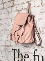 Leather Cow Backpack Basilic pepper Pink cow BCOW40