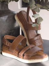 Leather wedge sandals-TAMARIS