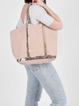 Medium ++ Cabas Tote Bag Linnen Sequins Vanessa bruno Pink cabas 31V40315-vue-porte