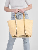 Zipped Linen Tote Bag Le Cabas Sequins Vanessa bruno Yellow cabas 31V40409-vue-porte